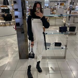 Choosy White and Black Chain Dumbo Overalls Size M